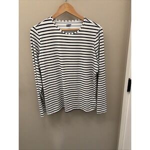 Lands End 14/16 Nautical Style Long Sleeve Striped Shirt Women's Boat Neck